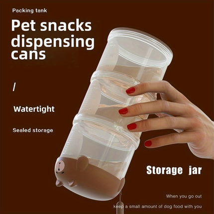 3-Tier Portable Pet Food Storage Container - Stackable Snack Bucket Bear Lid