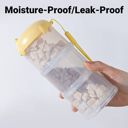 3-Tier Portable Pet Food Storage Container - Stackable Snack Bucket Bear Lid