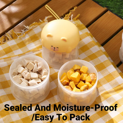 3-Tier Portable Pet Food Storage Container - Stackable Snack Bucket Bear Lid