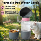 Portable Pet Water Bottle with Wide Bowl and Food Cup