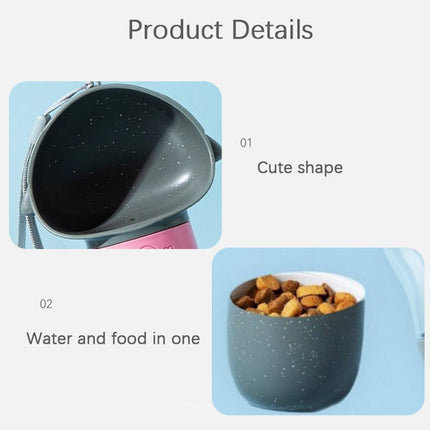 Portable Pet Water Bottle with Wide Bowl and Food Cup