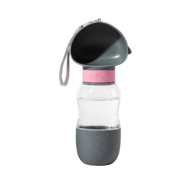 Portable Pet Water Bottle Wide Bowl Food Cup Travel Bottle Grey