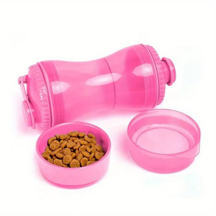 Portable Pet Water and Food Bottle 2 in 1 Travel Dog Drink Bottle with Bowl