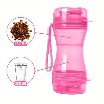 Portable Pet Water and Food Bottle 2 in 1 Travel Dog Drink Bottle with Bowl