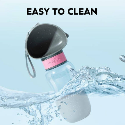 Portable Pet Water Bottle with Wide Bowl and Food Cup