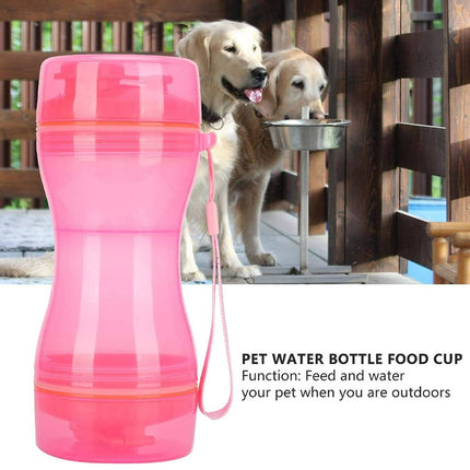 Portable Pet Water and Food Bottle 2 in 1 Travel Dog Drink Bottle with Bowl