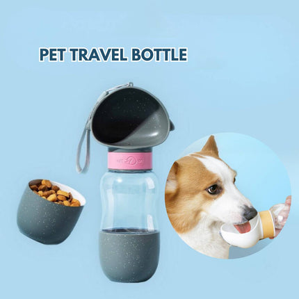 Portable Pet Water Bottle with Wide Bowl and Food Cup