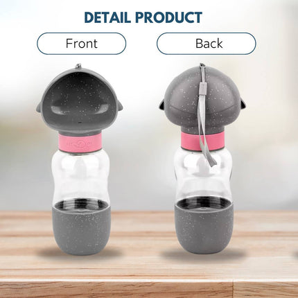 Portable Pet Water Bottle with Wide Bowl and Food Cup