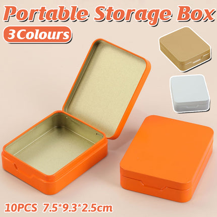 10Pcs Small Metal Storage Box Flip Top Case Portable Organiser Set