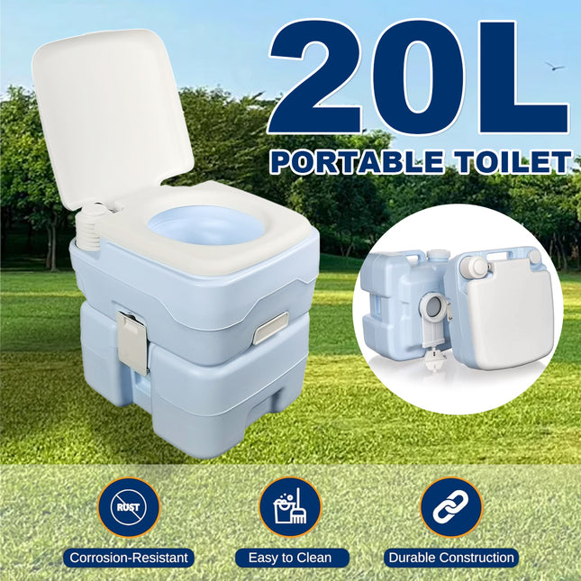 20L Portable Toilet Camping Toilet for Hiking RV Trips Emergency Potty Seat
