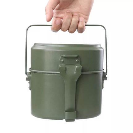3 IN 1 Military Canteen Camping Cookware Set Hiking Army Lunch Box Pot Bowl