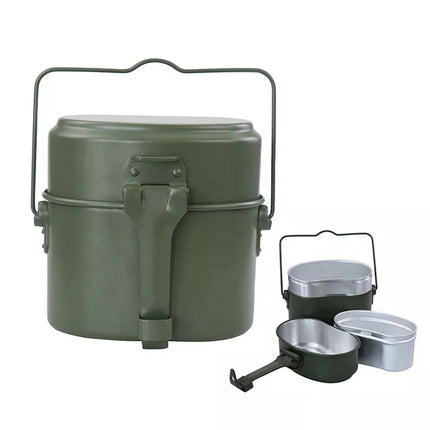 3 IN 1 Military Canteen Camping Cookware Set Hiking Army Lunch Box Pot Bowl