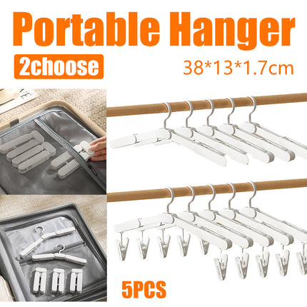 5PCS Portable Foldable Hangers Durable Plastic for Closet Laundry Space Saving