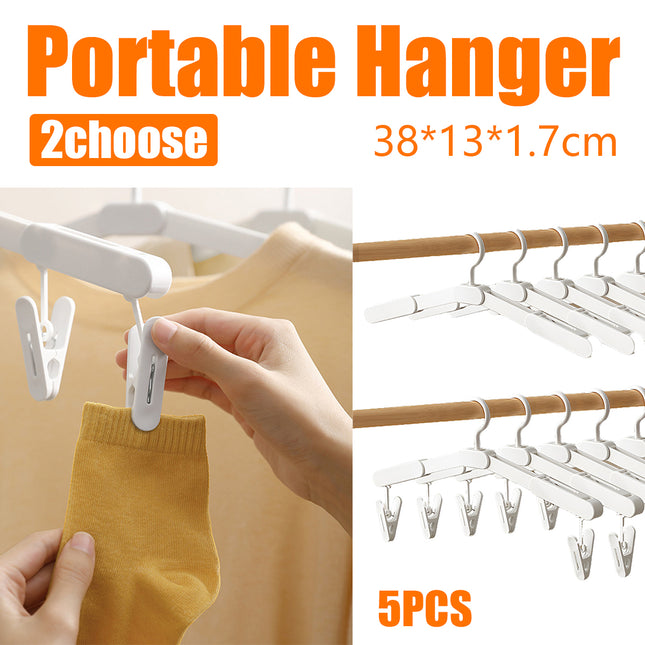 5PCS Portable Foldable Hangers Durable Plastic for Closet Laundry Space Saving