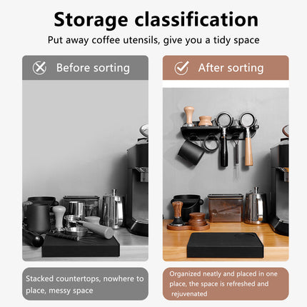 Coffee Portafilter Holder with Shelves Hooks for Coffee Mugs Pods Filters