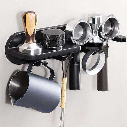 Coffee Portafilter Holder with Shelves Hooks for Coffee Mugs Pods Filters