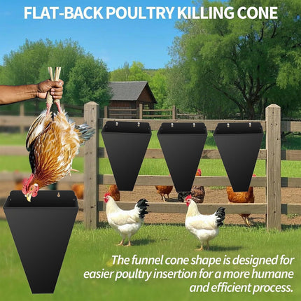 Metal Poultry Restraint Cone Flat Back Funnel Cone for Chicken Duck Goose