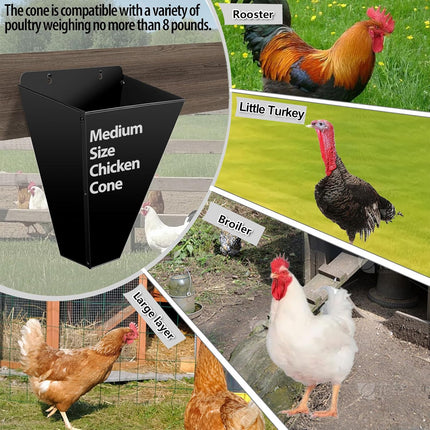 Metal Poultry Restraint Cone Flat Back Funnel Cone for Chicken Duck Goose