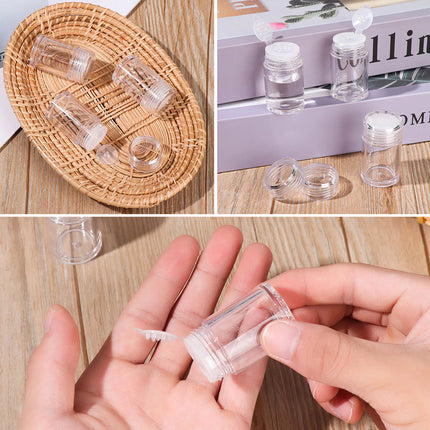 10Pcs Clear Powder Jar with Lid Airtight Refillable Cosmetic Storage Jar