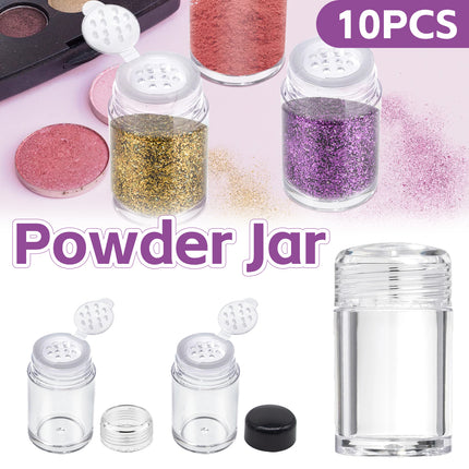 10Pcs Clear Powder Jar with Lid Airtight Refillable Cosmetic Storage Jar