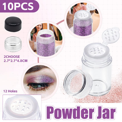 10Pcs Clear Powder Jar with Lid Airtight Refillable Cosmetic Storage Jar