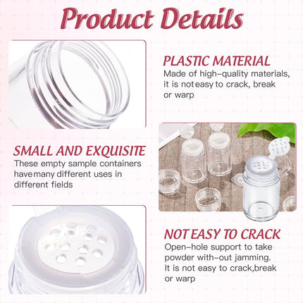 10Pcs Clear Powder Jar with Lid Airtight Refillable Cosmetic Storage Jar