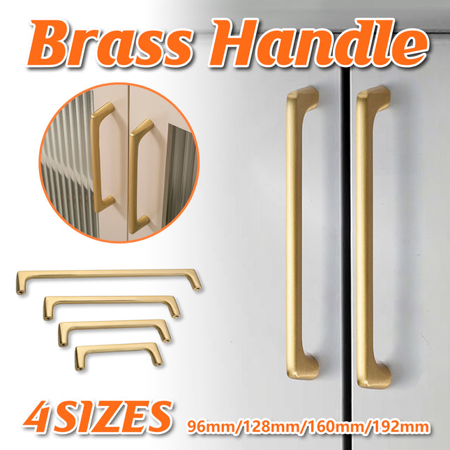 Brass Cabinet Handles 4 Sizes Simple Modern Pulls for Drawer Closet Door Use