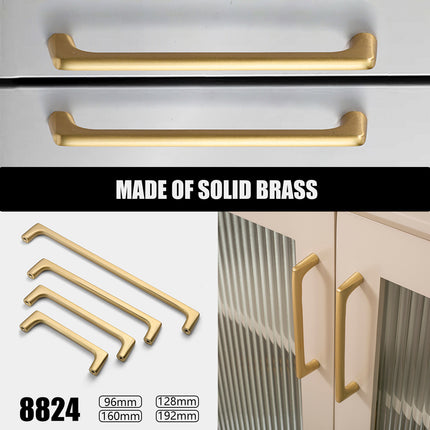 Brass Cabinet Handles 4 Sizes Simple Modern Pulls for Drawer Closet Door Use