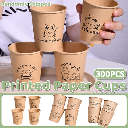 300PCS Disposable Food-Grade Paper Cups 250ml LeakProof for Party Water Hot Cold
