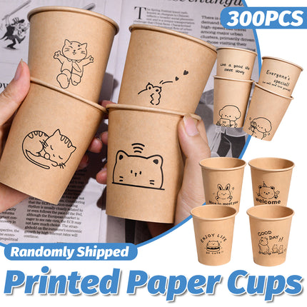 300PCS Disposable Food-Grade Paper Cups 250ml LeakProof for Party Water Hot Cold