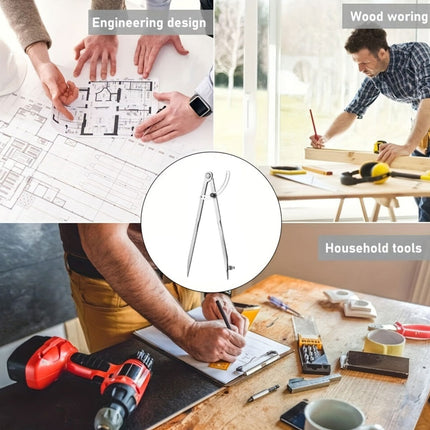 Professional Compass Carbon Steel for Math Drawing Engineering Drafting Student