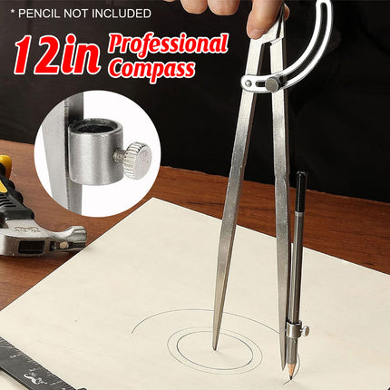 Professional Compass Carbon Steel for Math Drawing Engineering Drafting Student