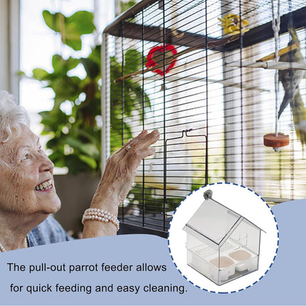 Puller-Out Transparent Parrot Feeder Easy Cleaning Feeding Training Playtime