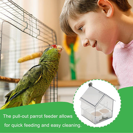 Puller-Out Transparent Parrot Feeder Easy Cleaning Feeding Training Playtime