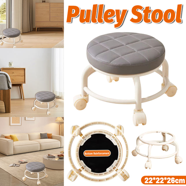 360° Rotating Roller Stool Small Swivel Chair Low Round Seat Movable Stool Use