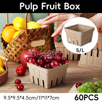 60PCS Pulp Fruit Box Eco Friendly Safe Reliable for Fruit Vegetable Storage Use