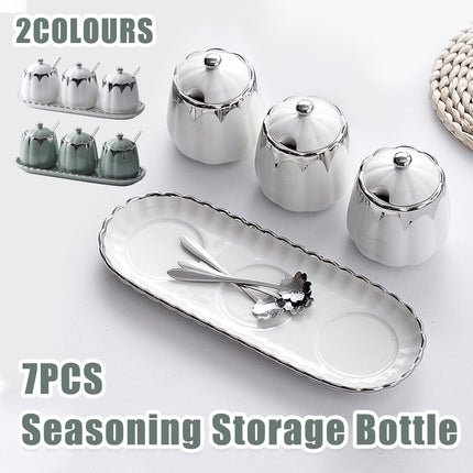 7pcs Seasoning Jars Kitchen Salt Spice Containers Storage Bottles For Condiment