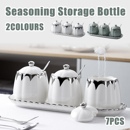 7pcs Seasoning Jars Kitchen Salt Spice Containers Storage Bottles For Condiment
