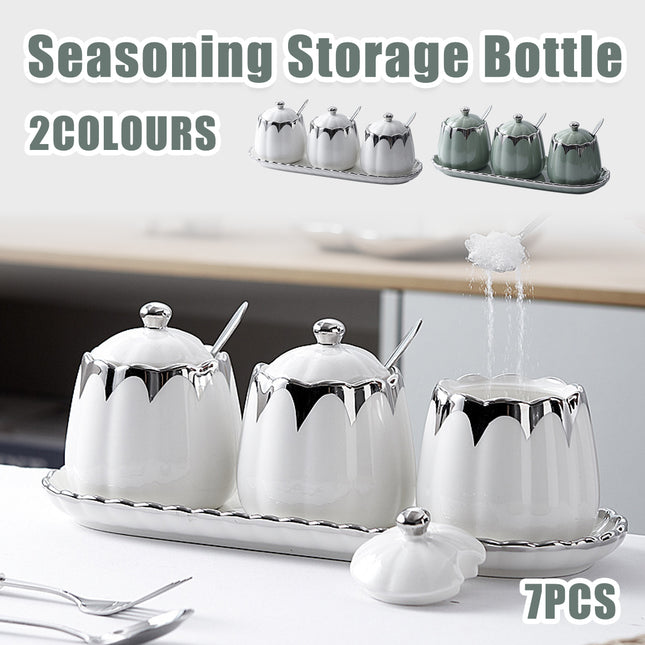 7pcs Seasoning Jars Kitchen Salt Spice Containers Storage Bottles For Condiment
