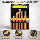12Pcs Metal Punch Chisel Tool Set Steel Hand Punch Kit For Diy Auto Repair Use