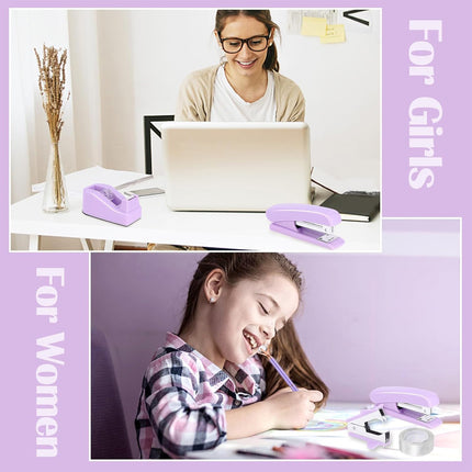 Purple Office Supplies Set Study Essentials Kit for Home School Office Daily Use