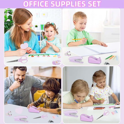 Purple Office Supplies Set Study Essentials Kit for Home School Office Daily Use