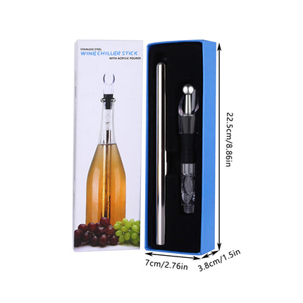 Stainless Steel Wine Chiller Stick Beer Cooling Rod Quick Freeze Pourer Tool