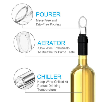 Stainless Steel Wine Chiller Stick Beer Cooling Rod Quick Freeze Pourer Tool