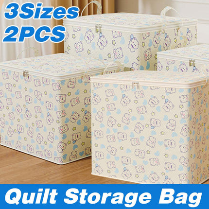 2pcs Large Capacity Clothes Quilt Storage Bags Foldable Zipper Moisture Proof