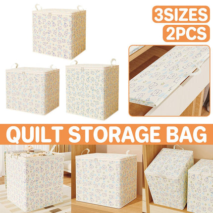 2pcs Large Capacity Clothes Quilt Storage Bags Foldable Zipper Moisture Proof
