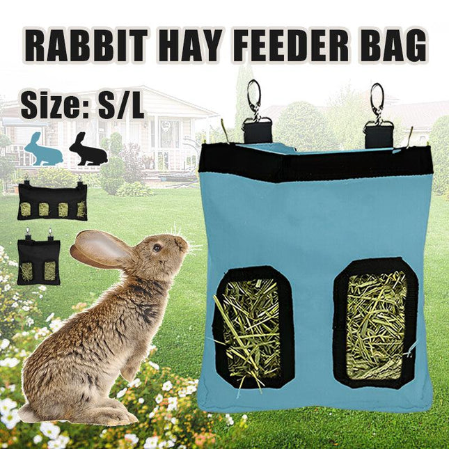 Rabbit Hay Feeder Bag Pet Rat Food Hanging Storage Slow Eating Feeding Pouch S/L - Aimall