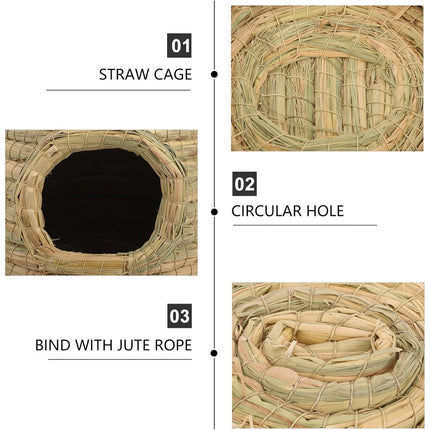 Rabbit Grass Nest Small Pet Breeding Hideout Natural Straw House For Hamster Use