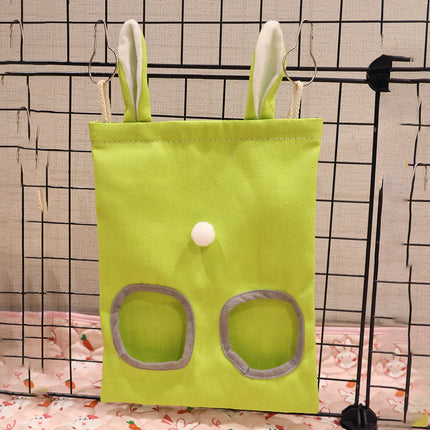 Small Pet Hay Feeding Bag Hanging Design Durable Canvas Material Dustproof