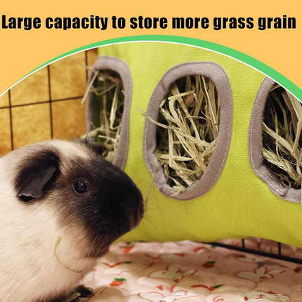 Small Pet Hay Feeding Bag Hanging Design Durable Canvas Material Dustproof